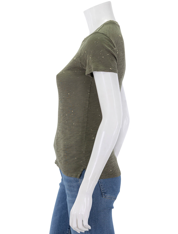 slub jersey splatter paint schoolboy tee in army / faded dune