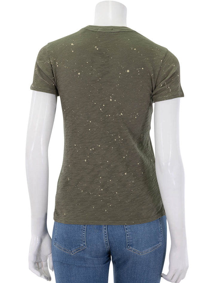 slub jersey splatter paint schoolboy tee in army / faded dune