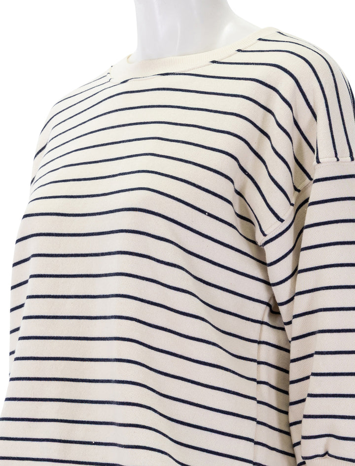 niall fleece pullover in navy and natural stripe
