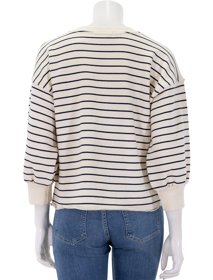 niall fleece pullover in navy and natural stripe