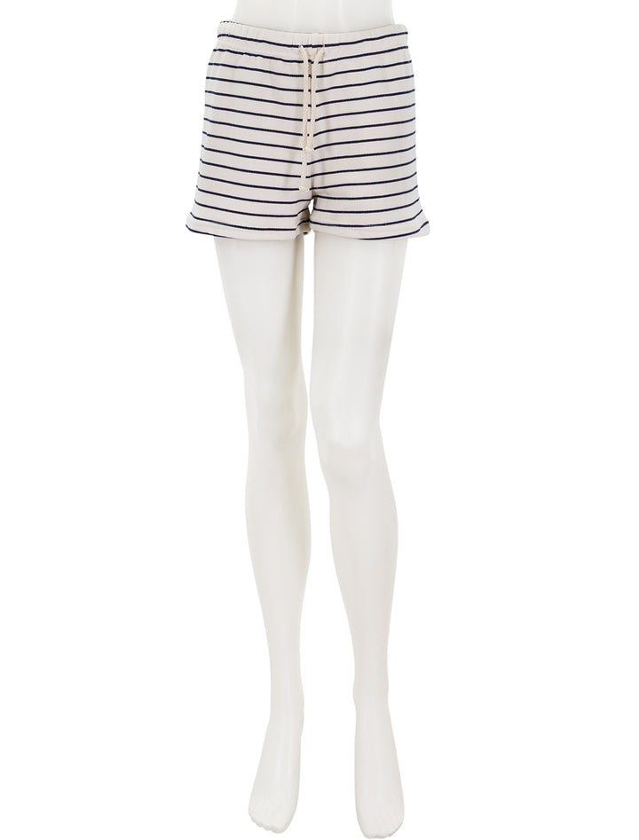 bennie stripe french terry short in navy and natural stripe