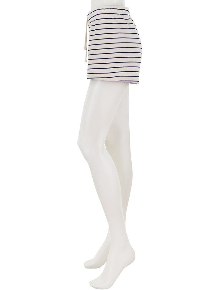bennie stripe french terry short in navy and natural stripe