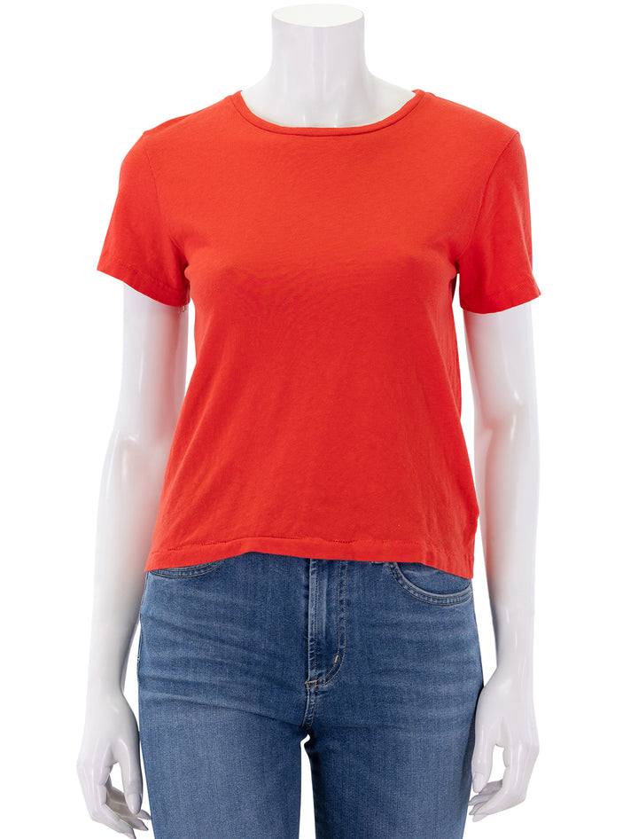 lisa recycle cotton slim crew tee in poppy red