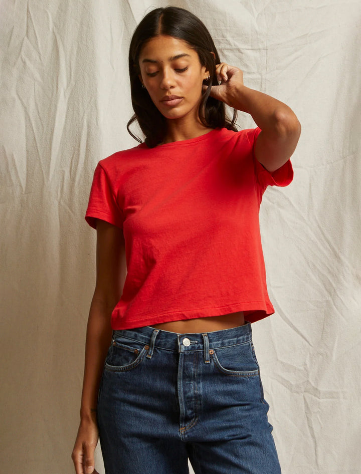 lisa recycle cotton slim crew tee in poppy red