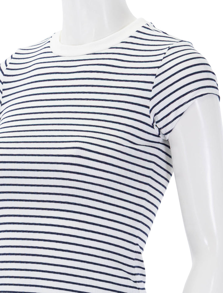 close up view of jude tee in navy stripe