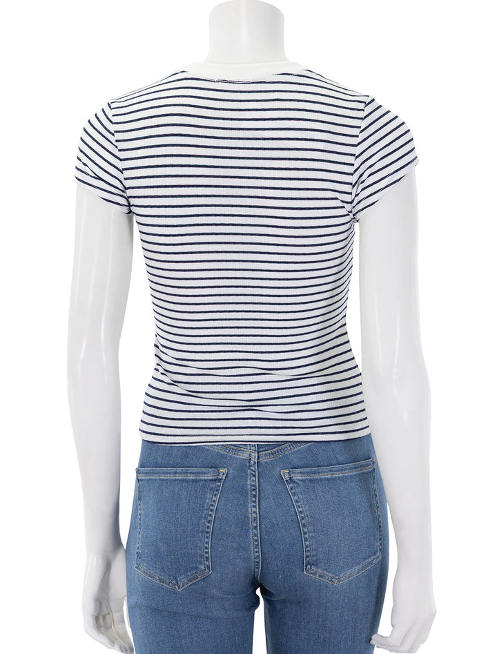 back view of jude tee in navy stripe