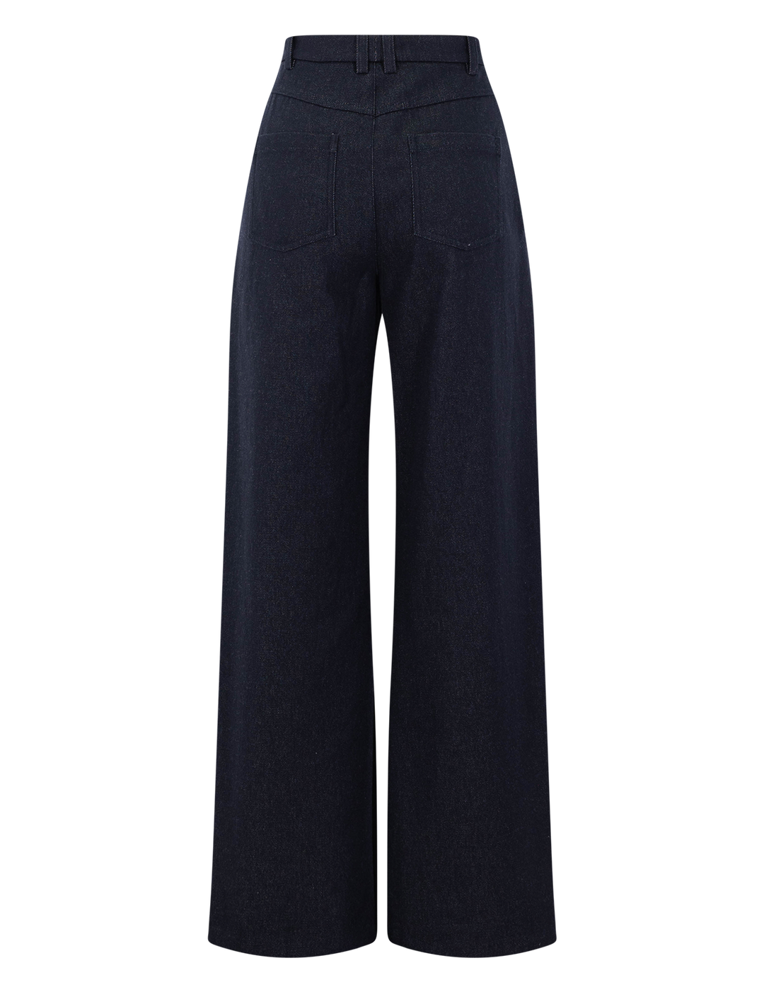 high waist cotton twill wide leg trouser in deep indigo