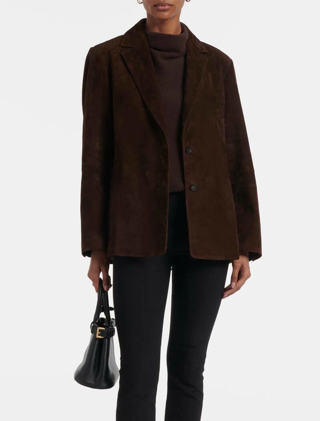 suede blazer in chocolate