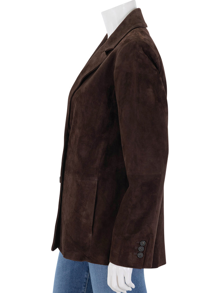 suede blazer in chocolate
