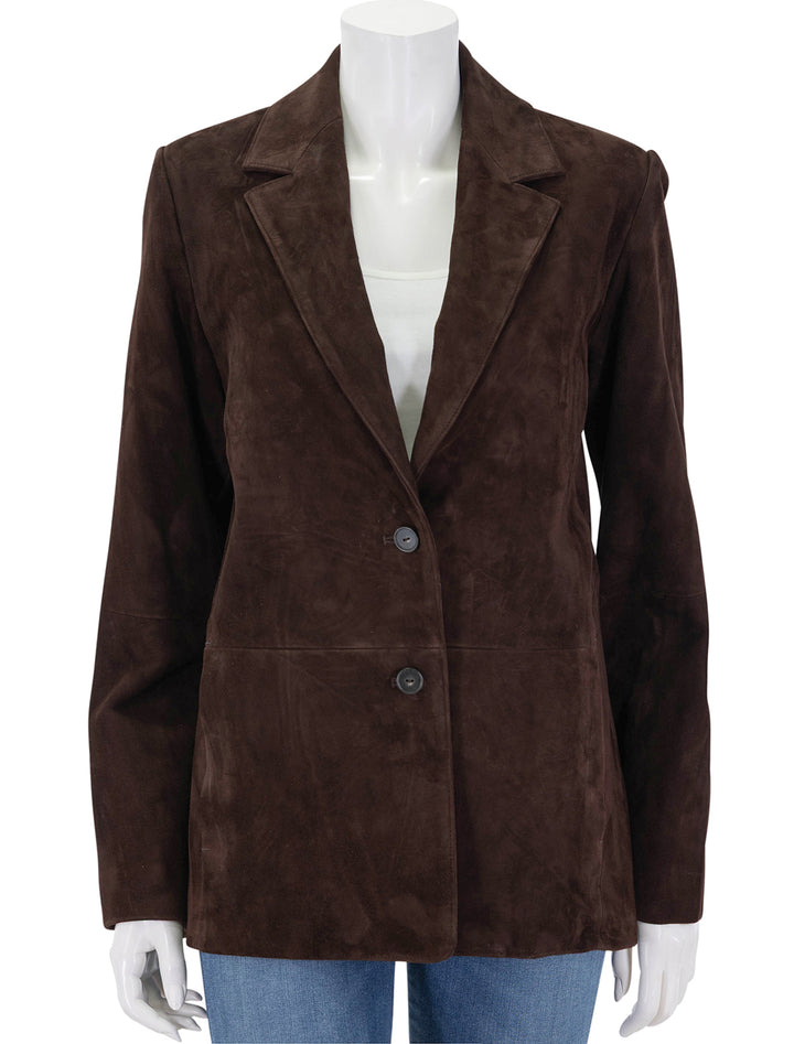 suede blazer in chocolate