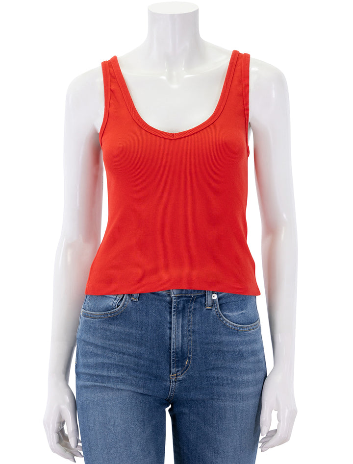 maria v neck tank in poppy red