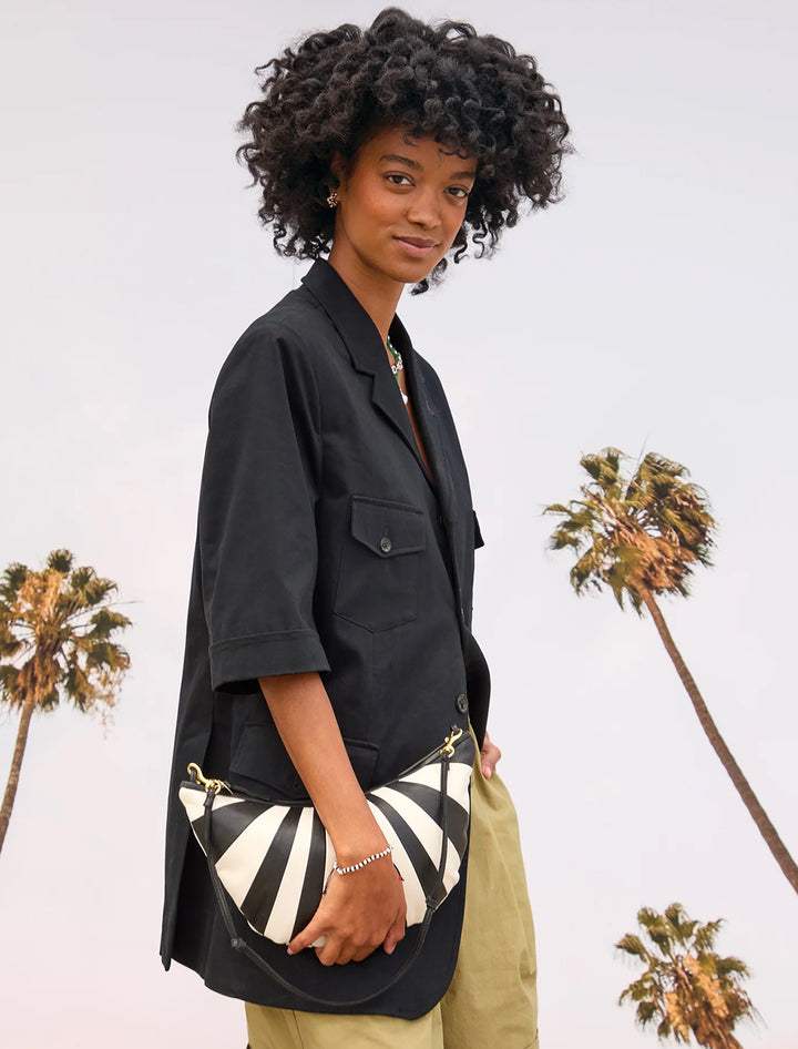 lune bag in black and cream sunburst