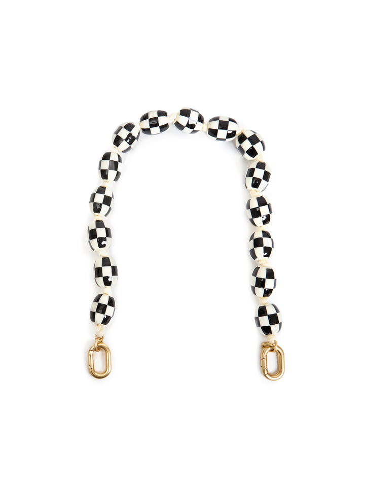 shortie strap in cream and black checker