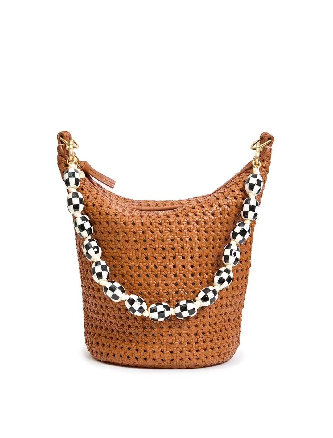 shortie strap in cream and black checker