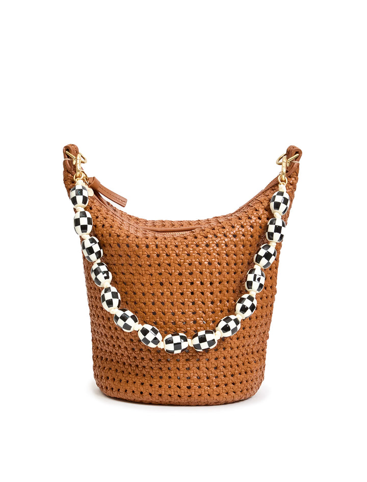 shortie strap in cream and black checker