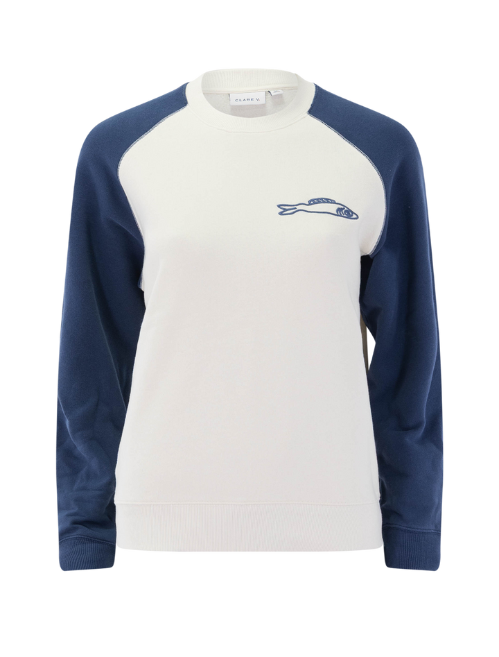 sardine sweatshirt in cream and navy