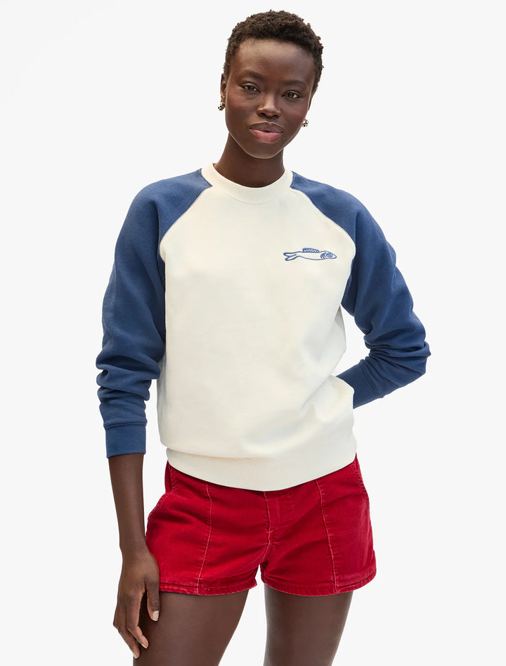 sardine sweatshirt in cream and navy