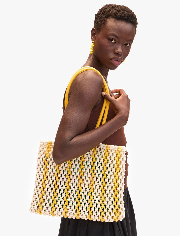 sandy tote in snapdragon and cream stripe