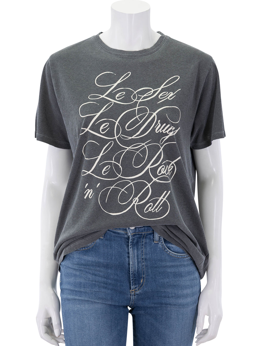 front view of original tee in faded black & cream
