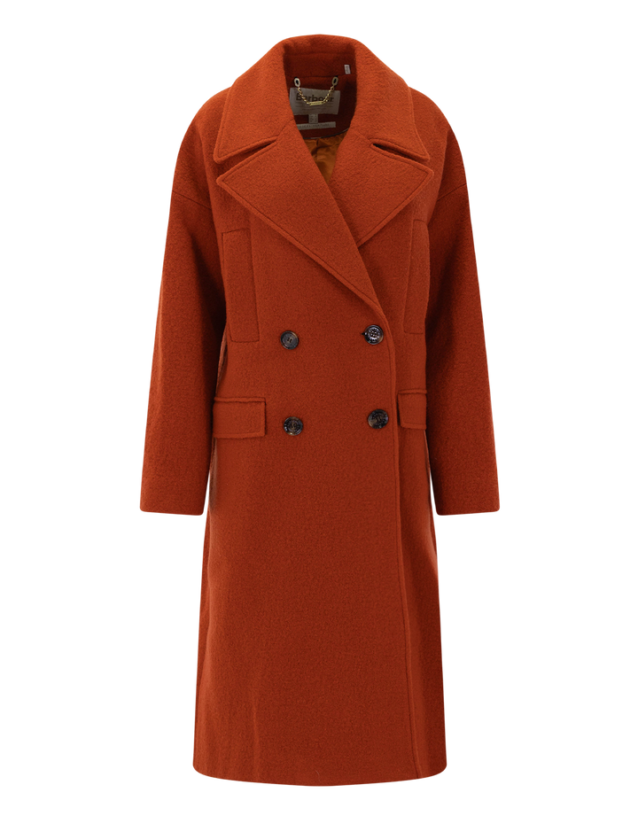 blyth double breasted coat in burnt orange