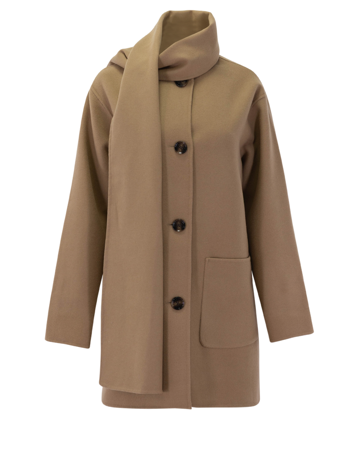 clementine double face wool scarf coat in camel