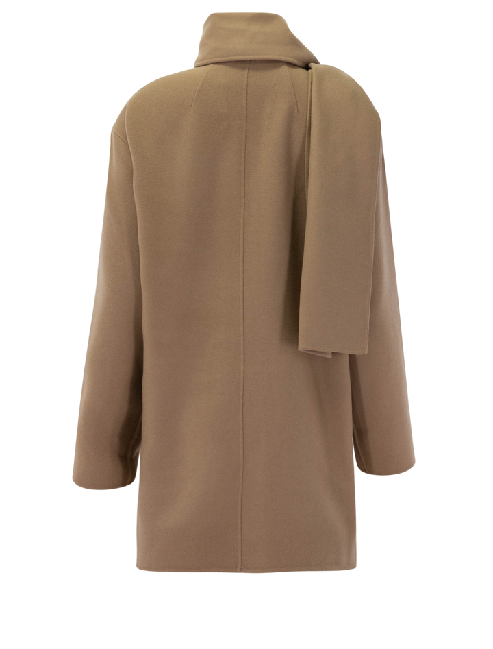 clementine double face wool scarf coat in camel