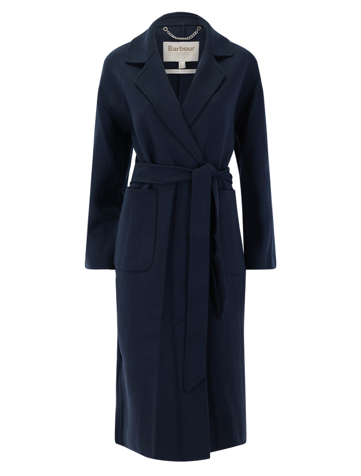 rachel wool wrap coat in navy
