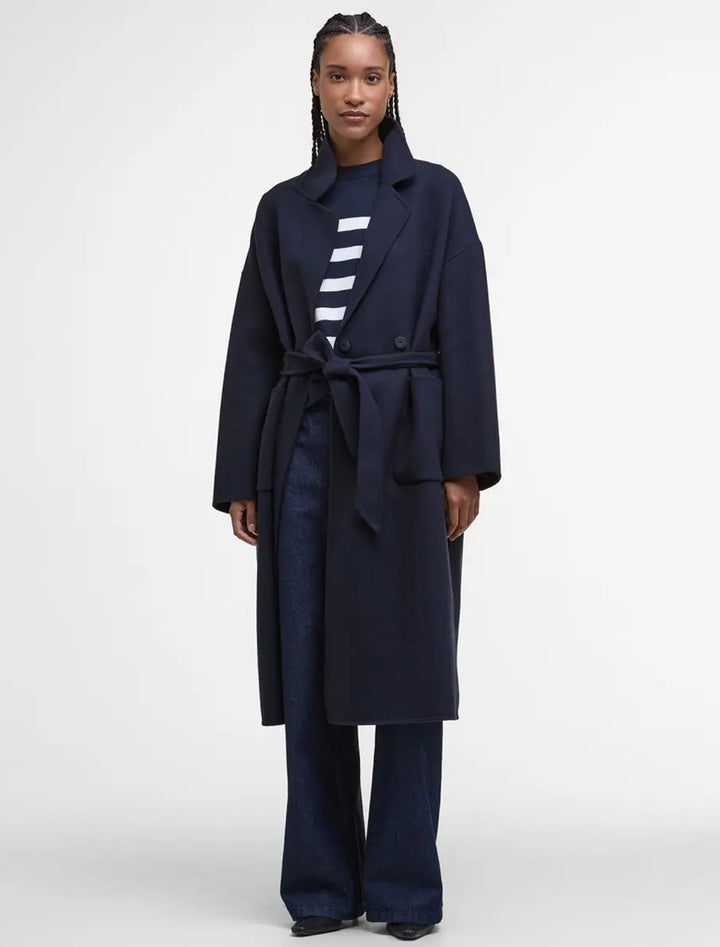 rachel wool wrap coat in navy
