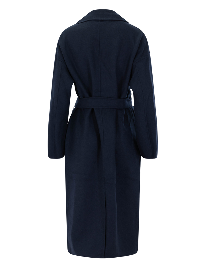 rachel wool wrap coat in navy