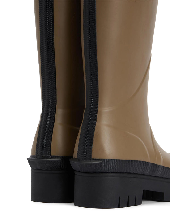 leighton tall welly in military brown and black