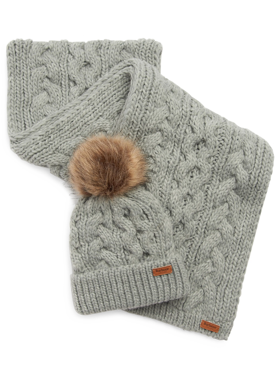 penshaw beanie and scarf set in grey