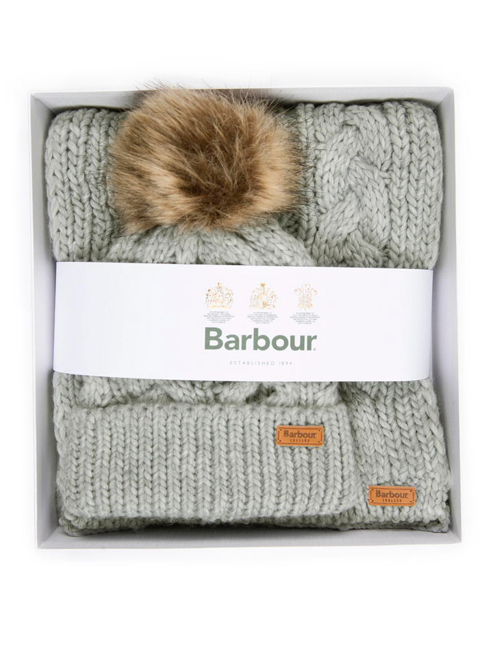 penshaw beanie and scarf set in grey