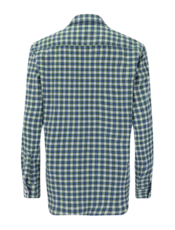 eileen in blue, green, navy and white plaid