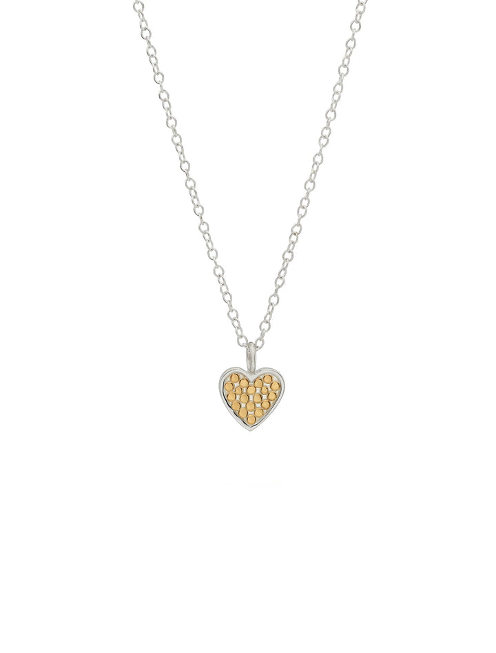 reversible heart pendant necklace in two tone