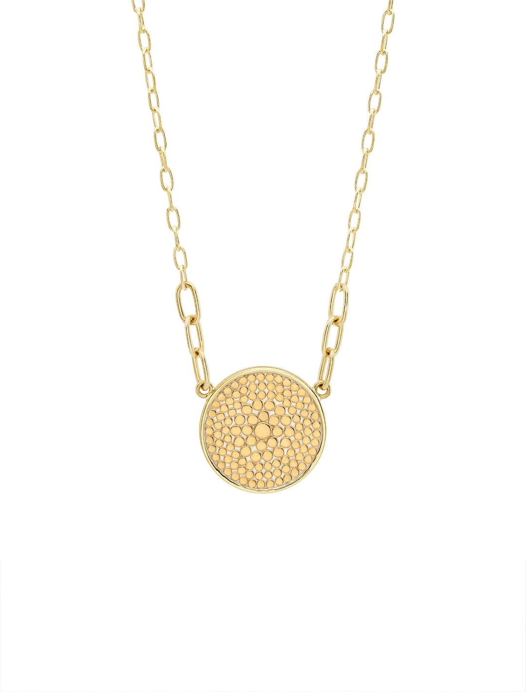 gold disc and double chain necklace