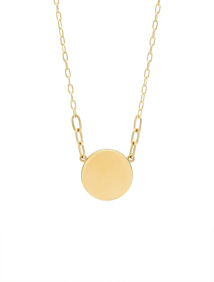 gold disc and double chain necklace