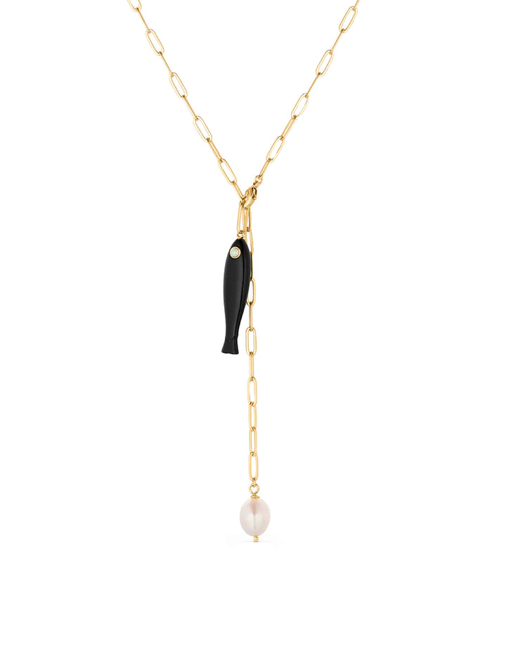 fortuna onyx lariat necklace