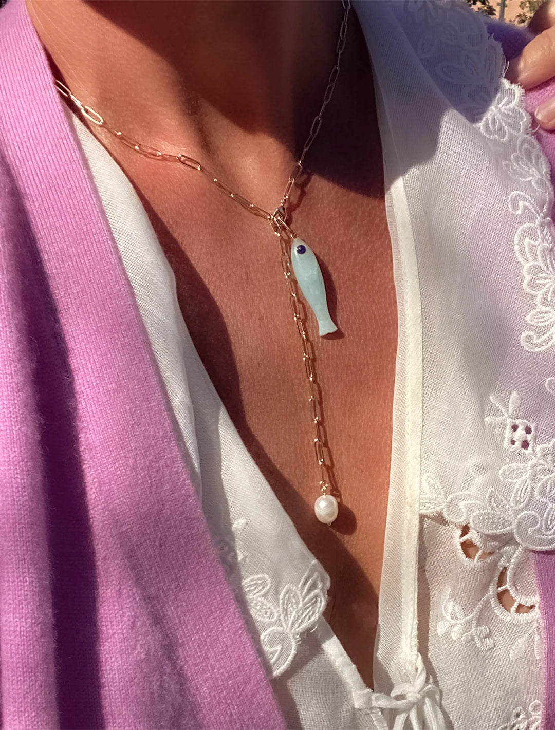 fortuna amazonite lariat necklace