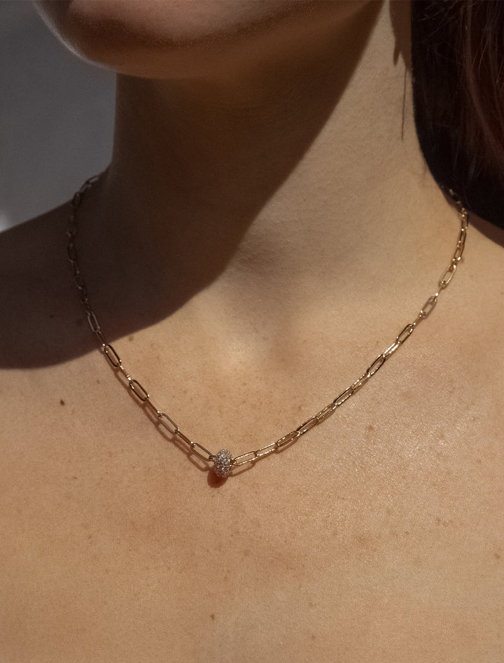 astra pave necklace in gold