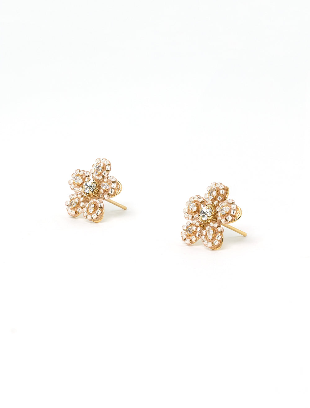 bejeweled flower earrings in white (2)