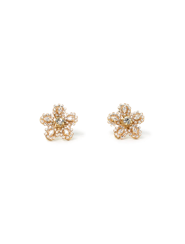 bejeweled flower earrings in white (3)