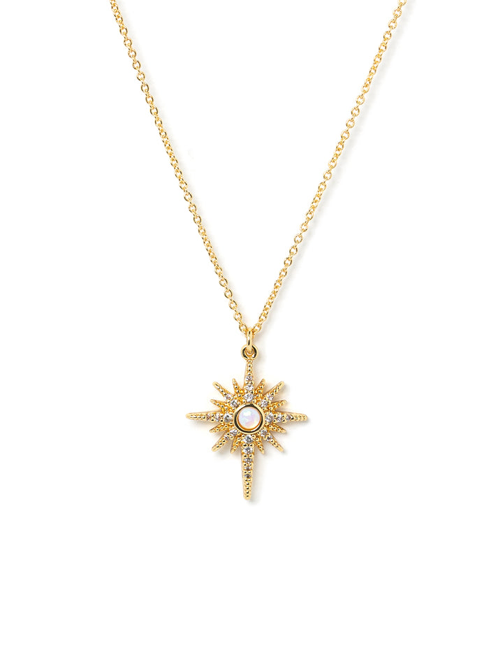 opal starburst necklace in gold