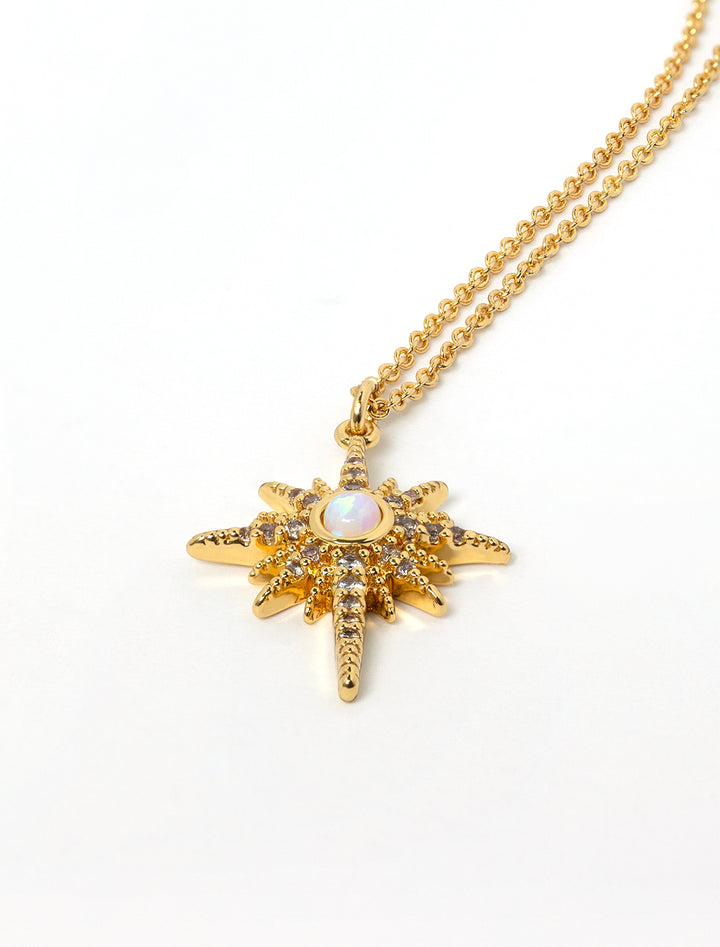 opal starburst necklace in gold