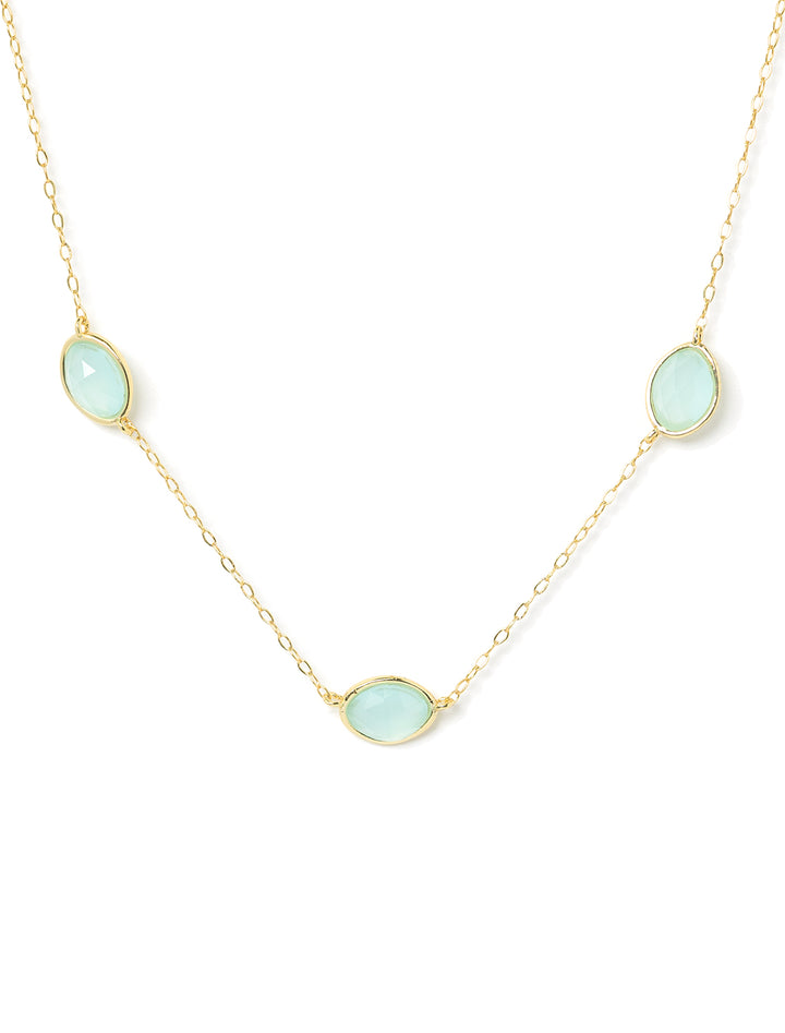 oval mint glass station necklace