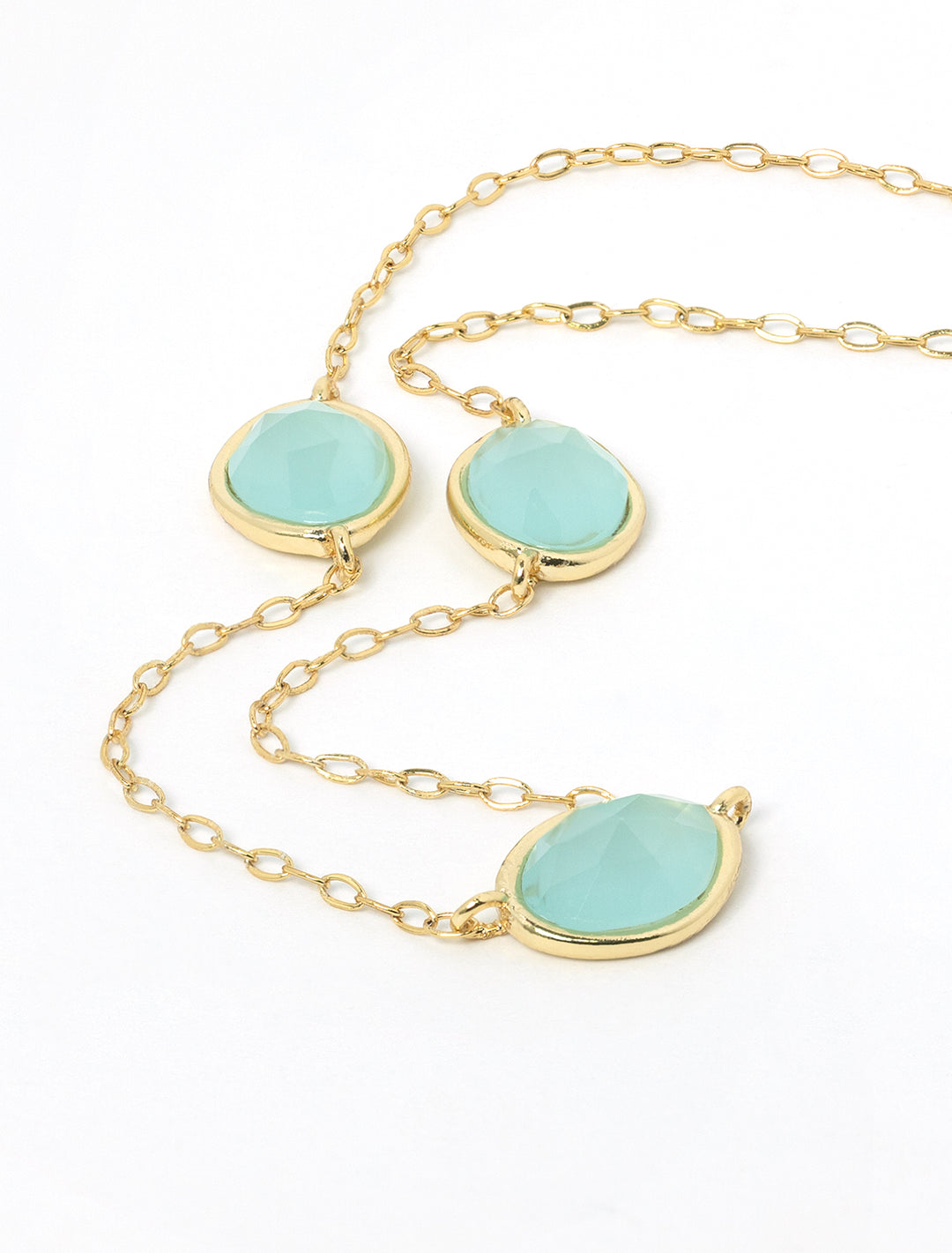 oval mint glass station necklace