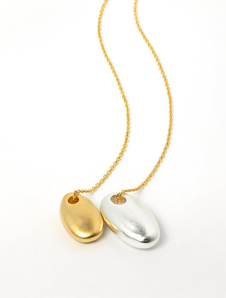 matte mixed metal double oval necklace