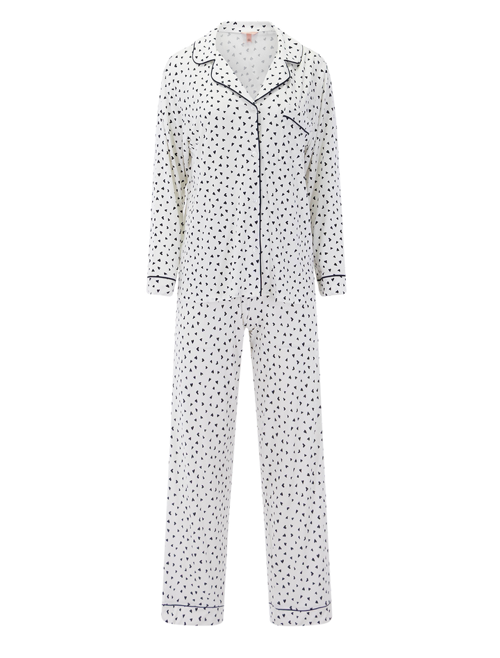 gisele long pj set in heart to heart black