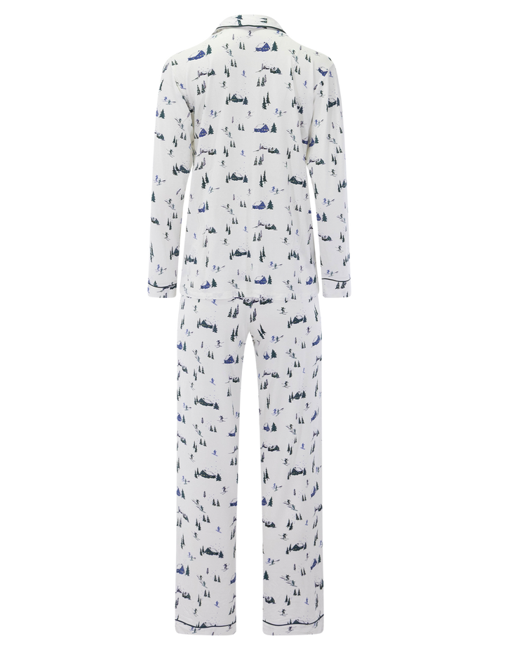 gisele long pj ribbon set in ski chalet