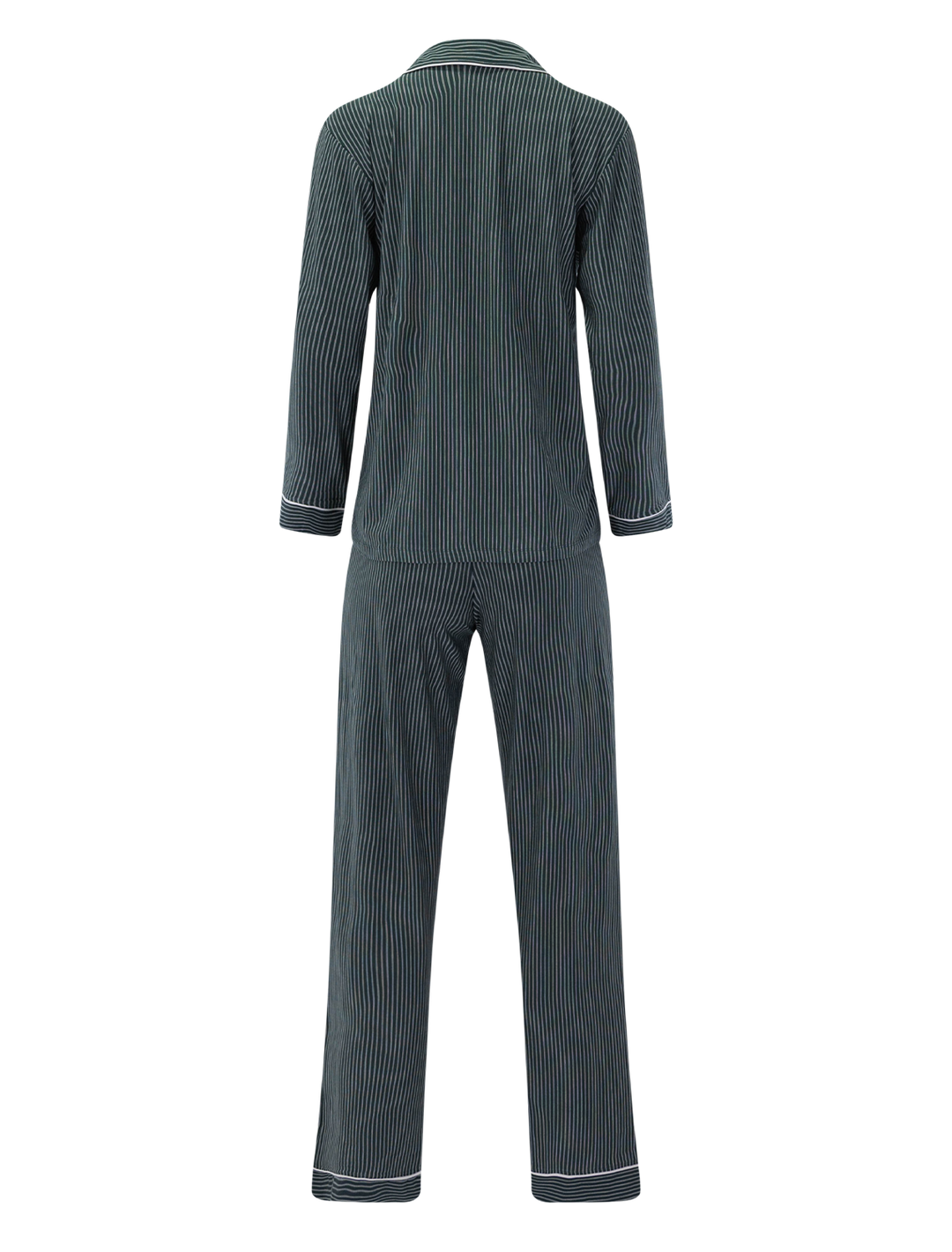 gisele long pj ribbon set in duo stripe pine and ivory