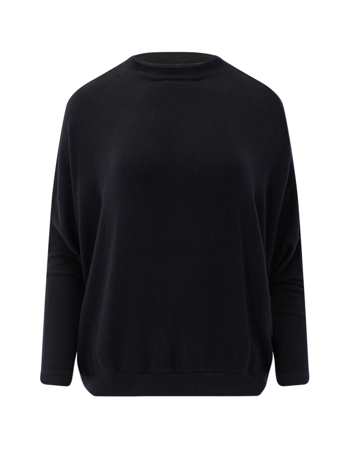 cozy time mock neck pullover in black